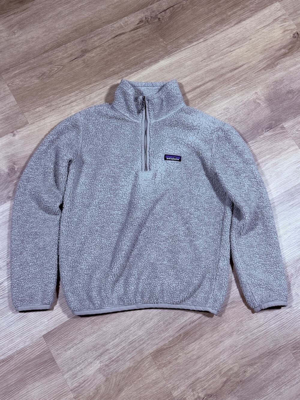 Patagonia Los Gatos 1/4 Zip Fleece Womens XS Salt Grey High Pile Sherpa 25236